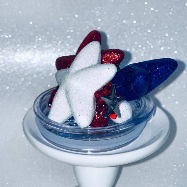 Patriotic Tumbler Topper, Independece Day Topper, 3D Decorative Lid - Ice Topper Lid