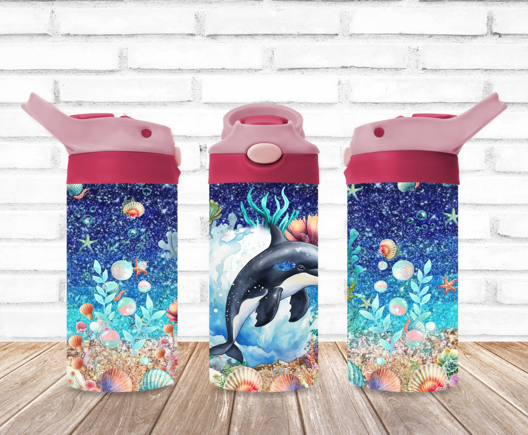 Kids Orca Whale Tumbler, Orca Tumbler, Kids Water Tumbler, Great Kids Gift, Kids Sippy Cup, Back To School Cup - HOT SELLER!