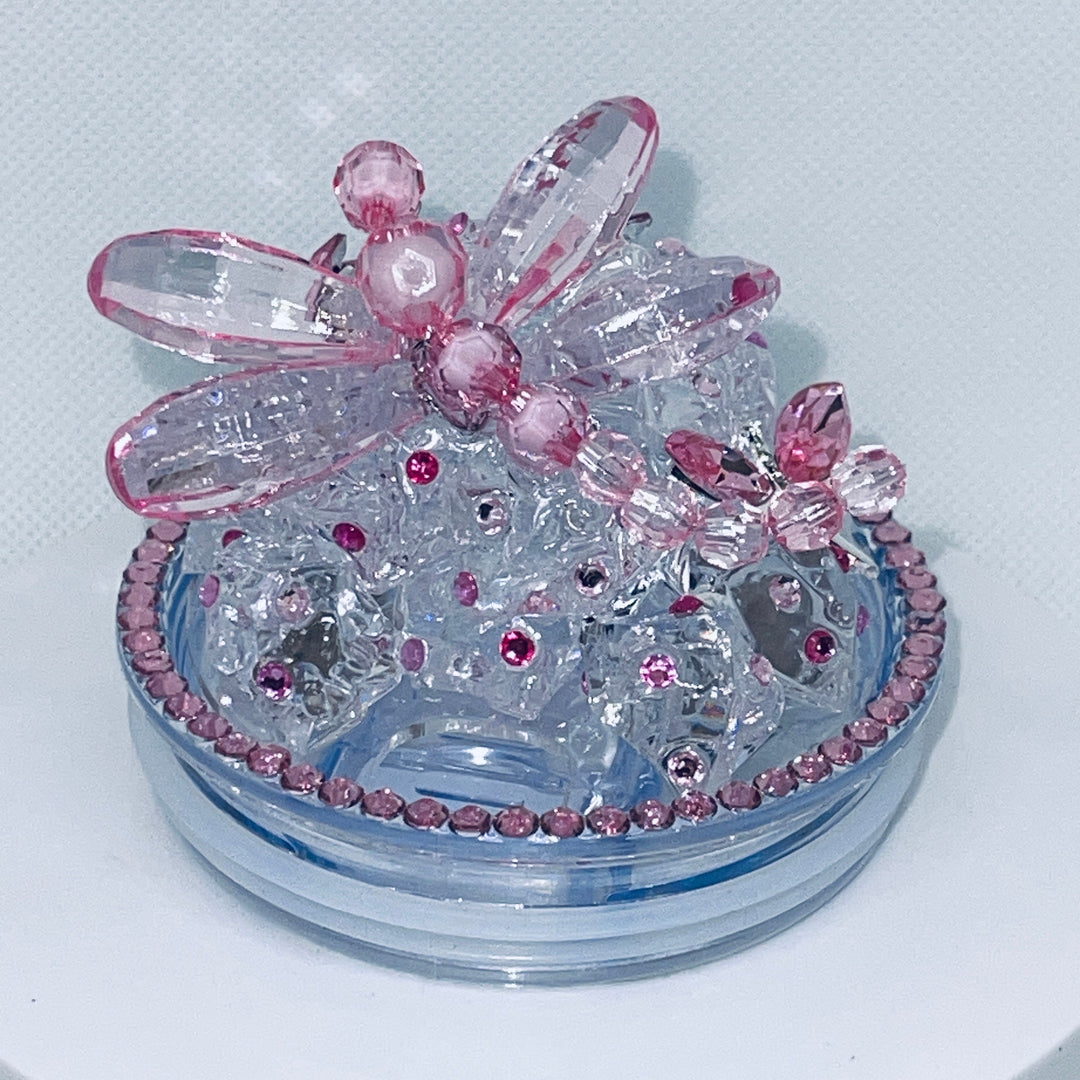 Rhinestone Dragonfly Tumbler Topper, Rhinestone Dragonfly 3D Decorative Lid, 3D Ice Topper Lid, unique gift