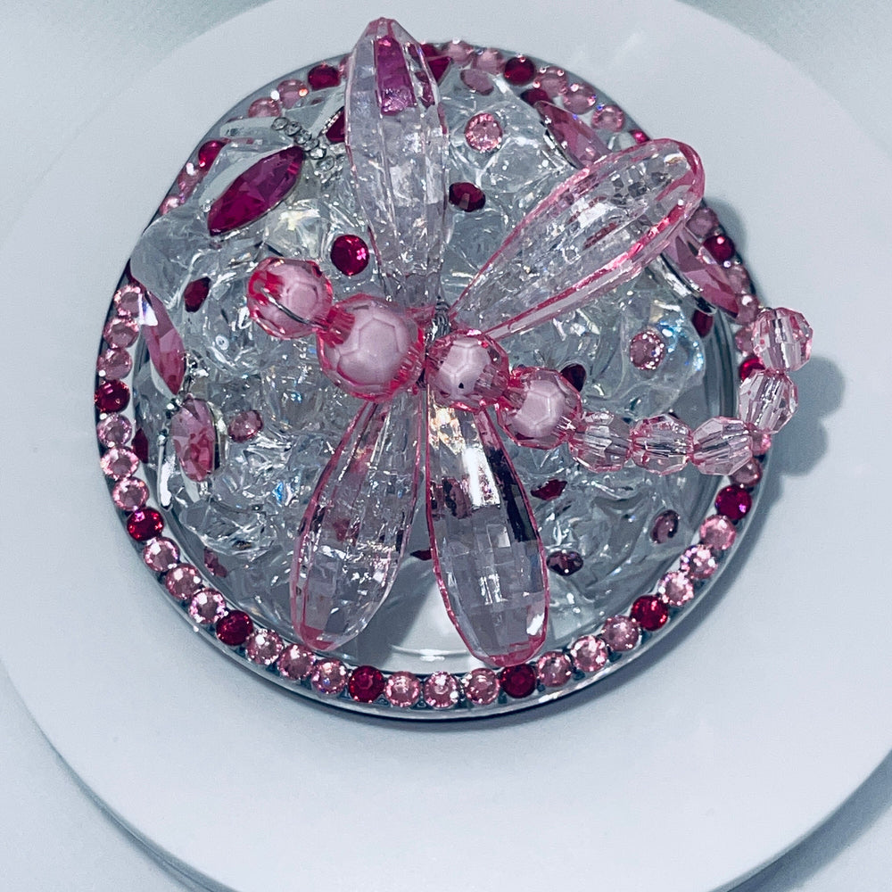 Rhinestone Dragonfly Tumbler Topper 3D Decorative Lid