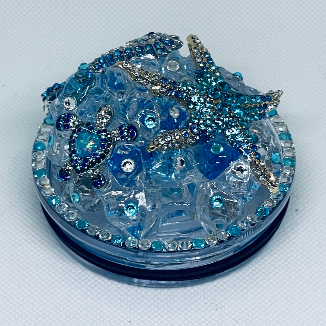 Rhinestone Turtle Tumbler Topper, Rhinestone Beach Tumbler Topper, Turtle Starfish Seahorse Topper, Rhinestone Tumbler Lid LIMITED SUPPLY