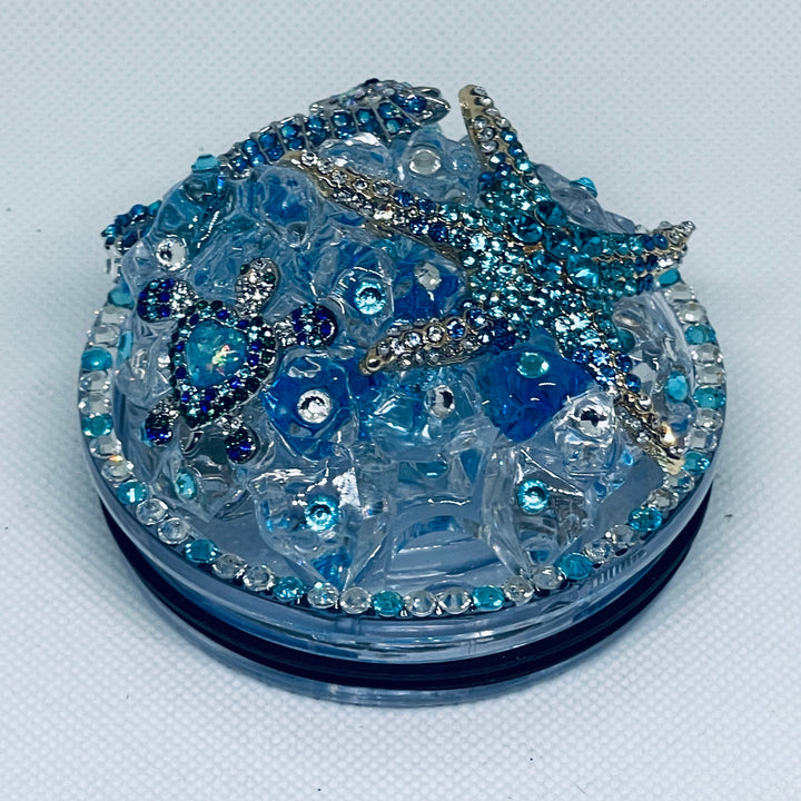 Rhinestone Turtle Tumbler Topper, Rhinestone Beach Tumbler Topper, Turtle Starfish Seahorse Topper, Rhinestone Tumbler Lid LIMITED SUPPLY