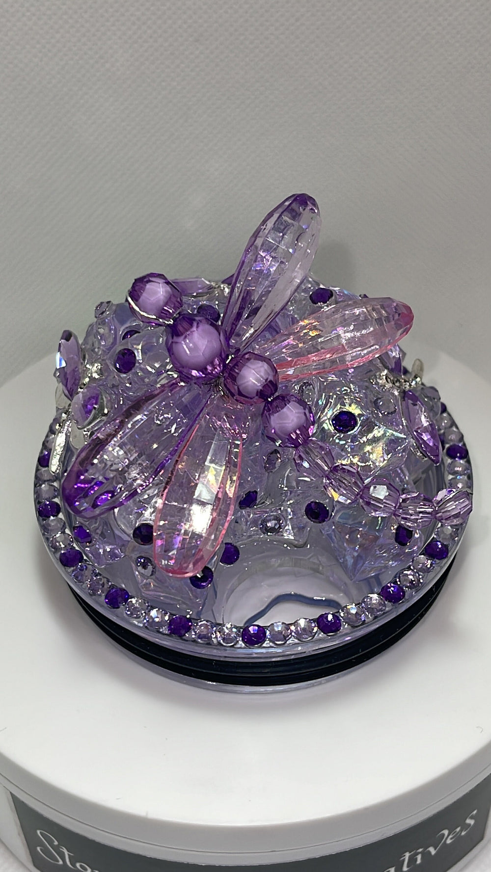 Rhinestone Dragonfly Tumbler Topper, Rhinestone Dragonfly 3D Decorative Lid, 3D Ice Topper Lid, unique gift