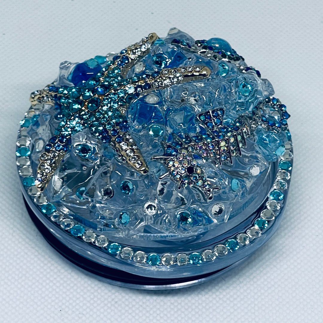 Rhinestone Turtle Tumbler Topper, Rhinestone Beach Tumbler Topper, Turtle Starfish Seahorse Topper, Rhinestone Tumbler Lid LIMITED SUPPLY