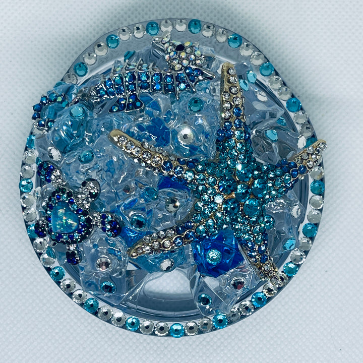 Rhinestone Turtle Tumbler Topper, Rhinestone Beach Tumbler Topper, Turtle Starfish Seahorse Topper, Rhinestone Tumbler Lid LIMITED SUPPLY