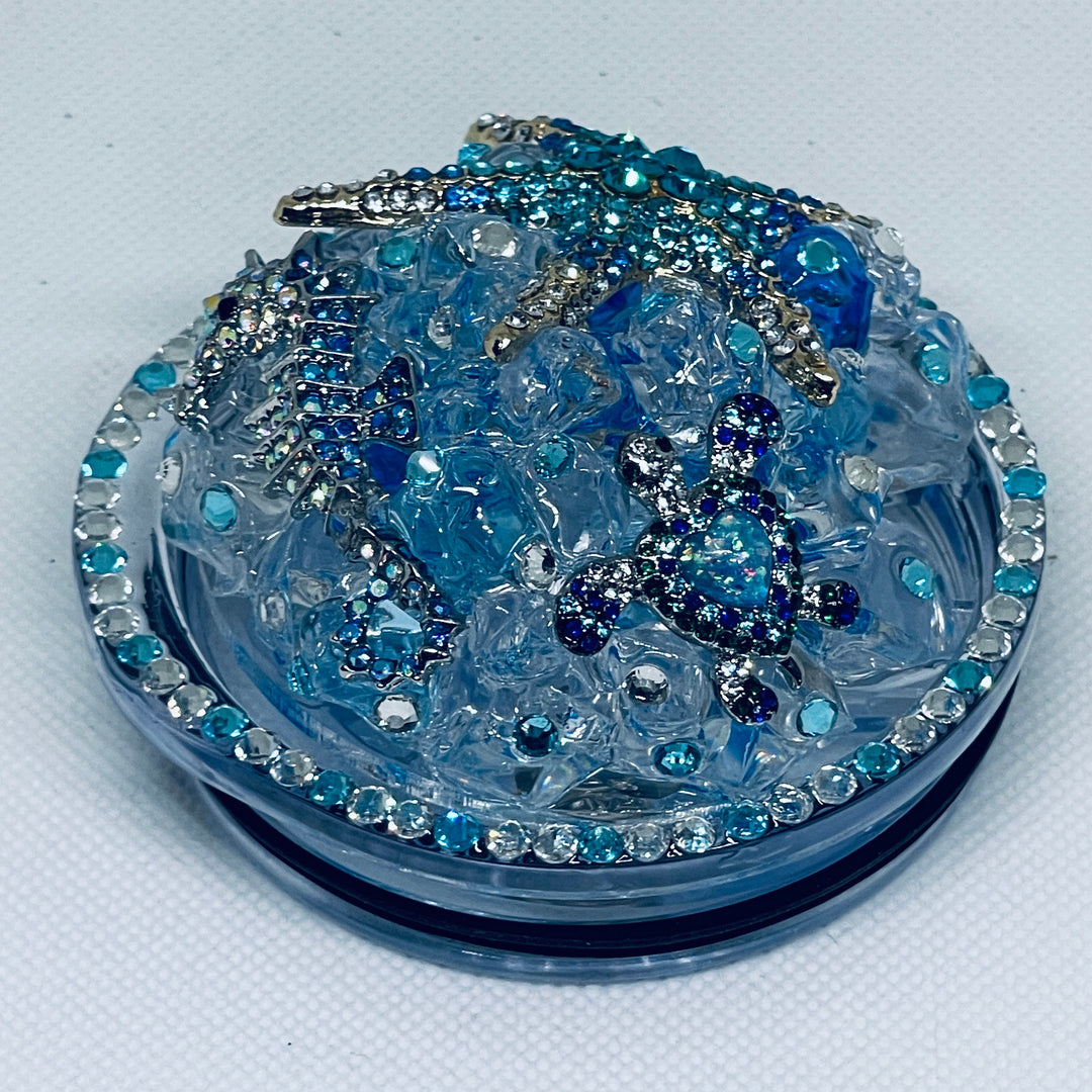 Rhinestone Turtle Tumbler Topper, Rhinestone Beach Tumbler Topper, Turtle Starfish Seahorse Topper, Rhinestone Tumbler Lid LIMITED SUPPLY