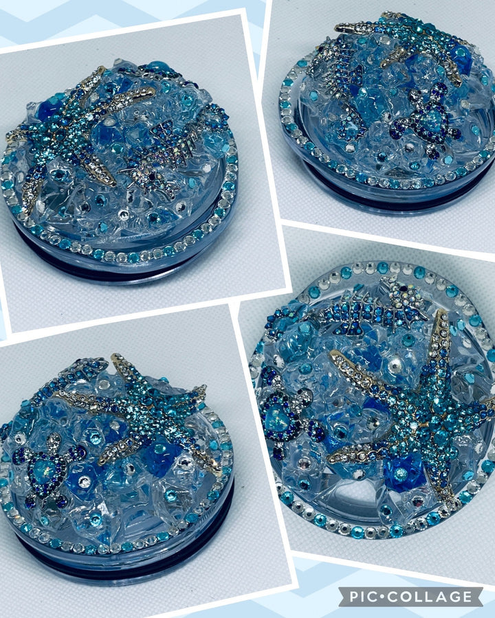 Rhinestone Turtle Tumbler Topper, Rhinestone Beach Tumbler Topper, Turtle Starfish Seahorse Topper, Rhinestone Tumbler Lid LIMITED SUPPLY