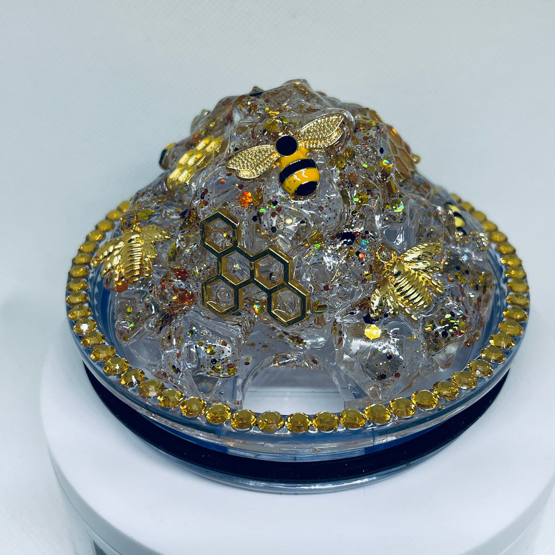 Bumble Bee Tumbler Topper, Springtime Tumbler Topper, 3D Decorative Lid - Ice Topper Lid, unique gift