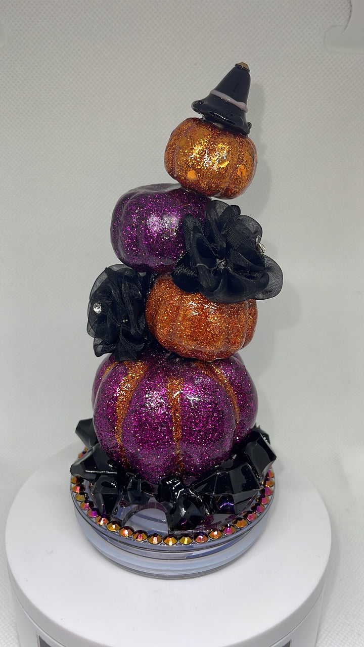 Topsy Turvy Pumpkin Halloween Tumbler Topper, Halloween tumbler lid, Halloween gift, 3D Decorative Lid - HOT SELLER, unique gift