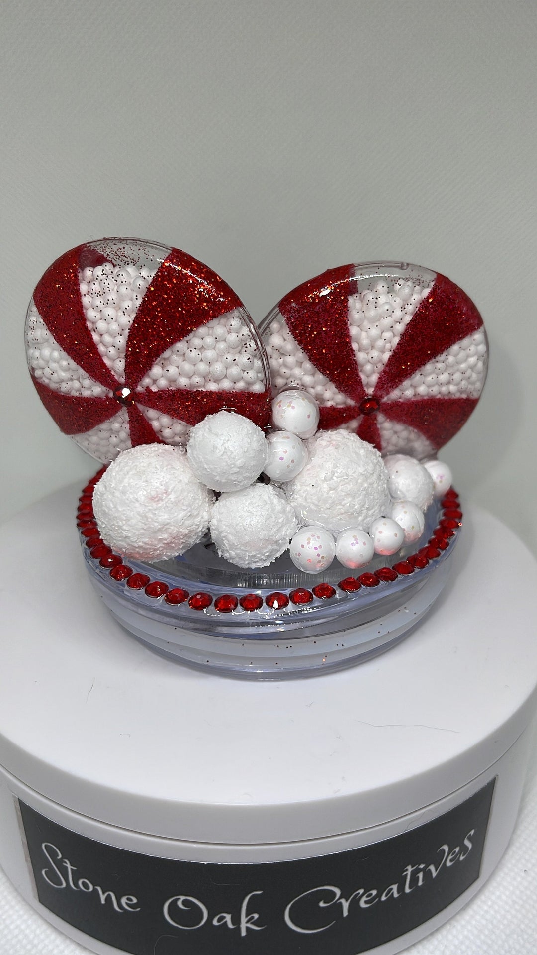 Christmas Candy Topper, Peppermint candy, Christmas Tumbler Topper 3D Decorative Lid - Ice Topper Lid, unique gift