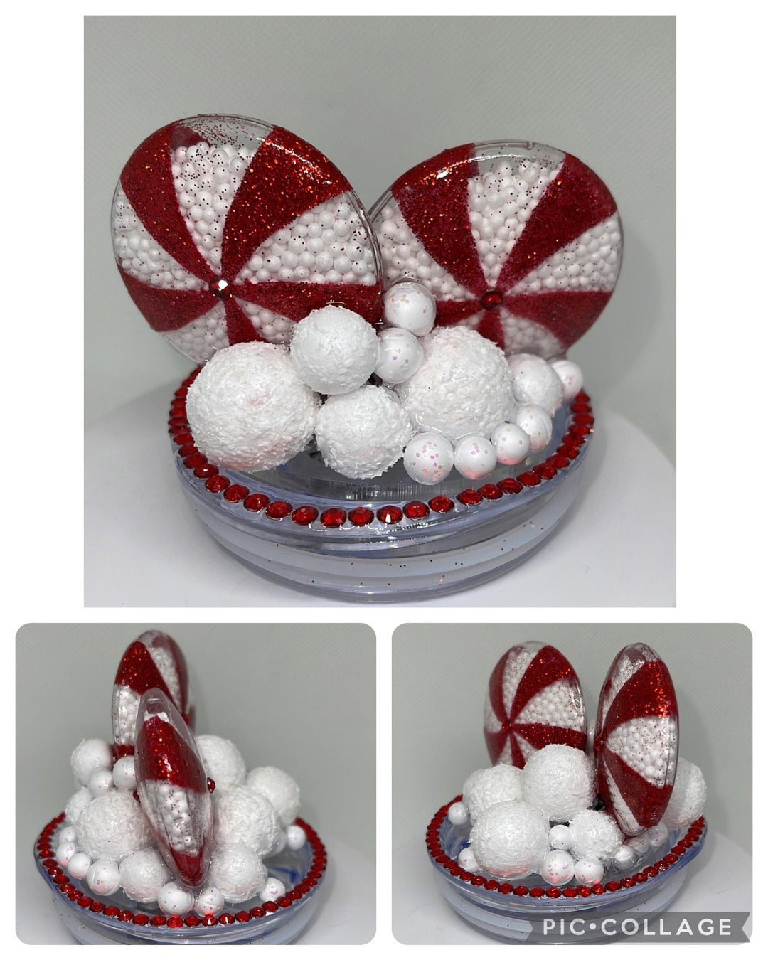 Christmas Candy Topper, Peppermint candy, Christmas Tumbler Topper 3D Decorative Lid - Ice Topper Lid, unique gift