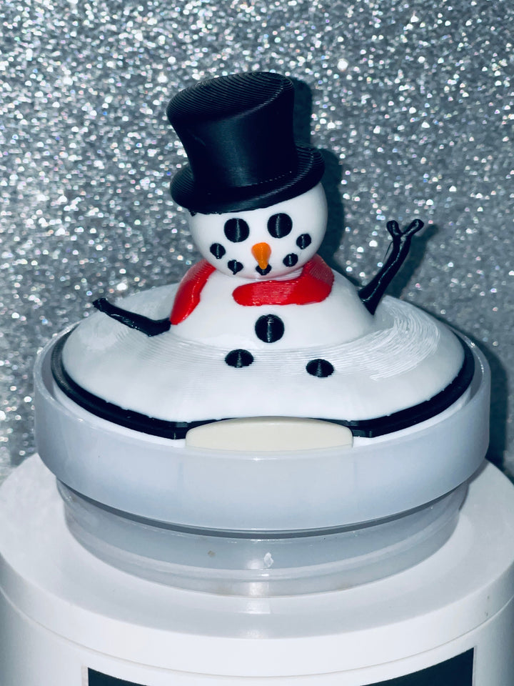 Christmas Snowman 30 or 40 oz Tumbler Topper, Melting Snowman tumbler topper, 3D Decorative Lid Attachment, unique gift