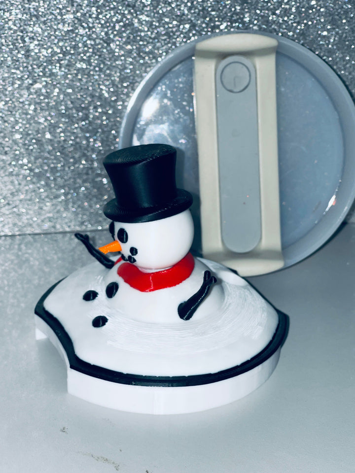 Christmas Snowman 30 or 40 oz Tumbler Topper, Melting Snowman tumbler topper, 3D Decorative Lid Attachment, unique gift