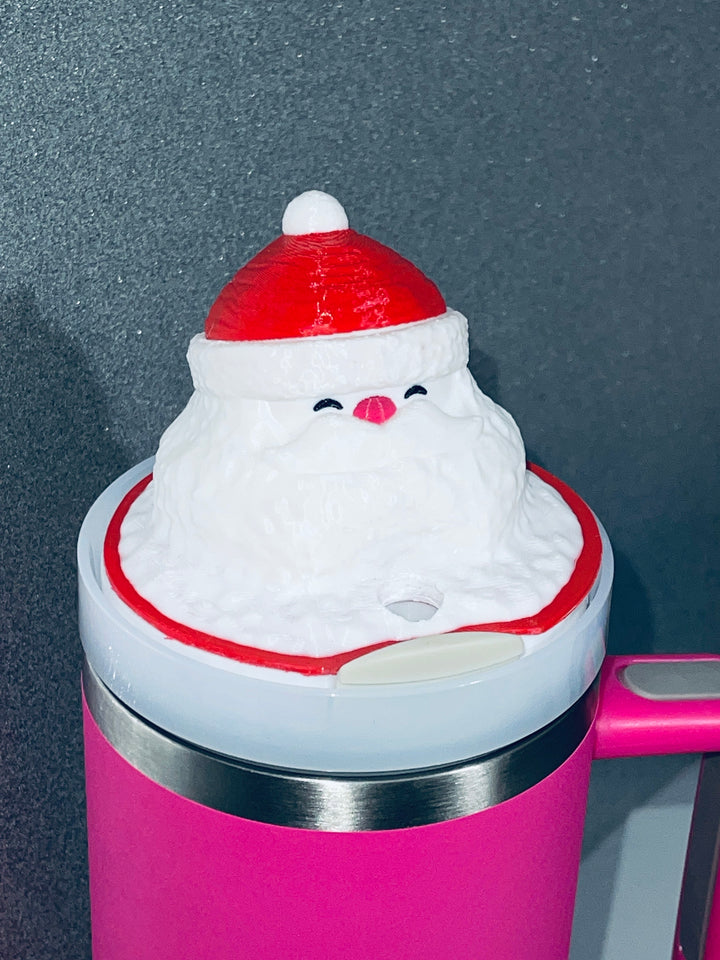 Christmas Santa 30 or 40 oz Tumbler Topper, Christmas Tumbler Topper, 3D Decorative Lid Attachment, unique gift