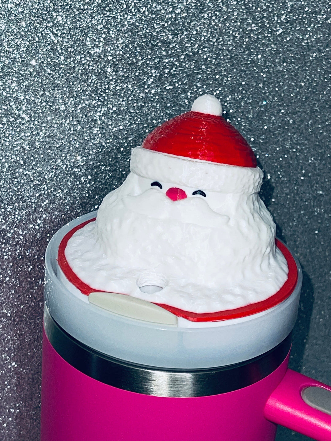 Christmas Santa 30 or 40 oz Tumbler Topper, Christmas Tumbler Topper, 3D Decorative Lid Attachment, unique gift