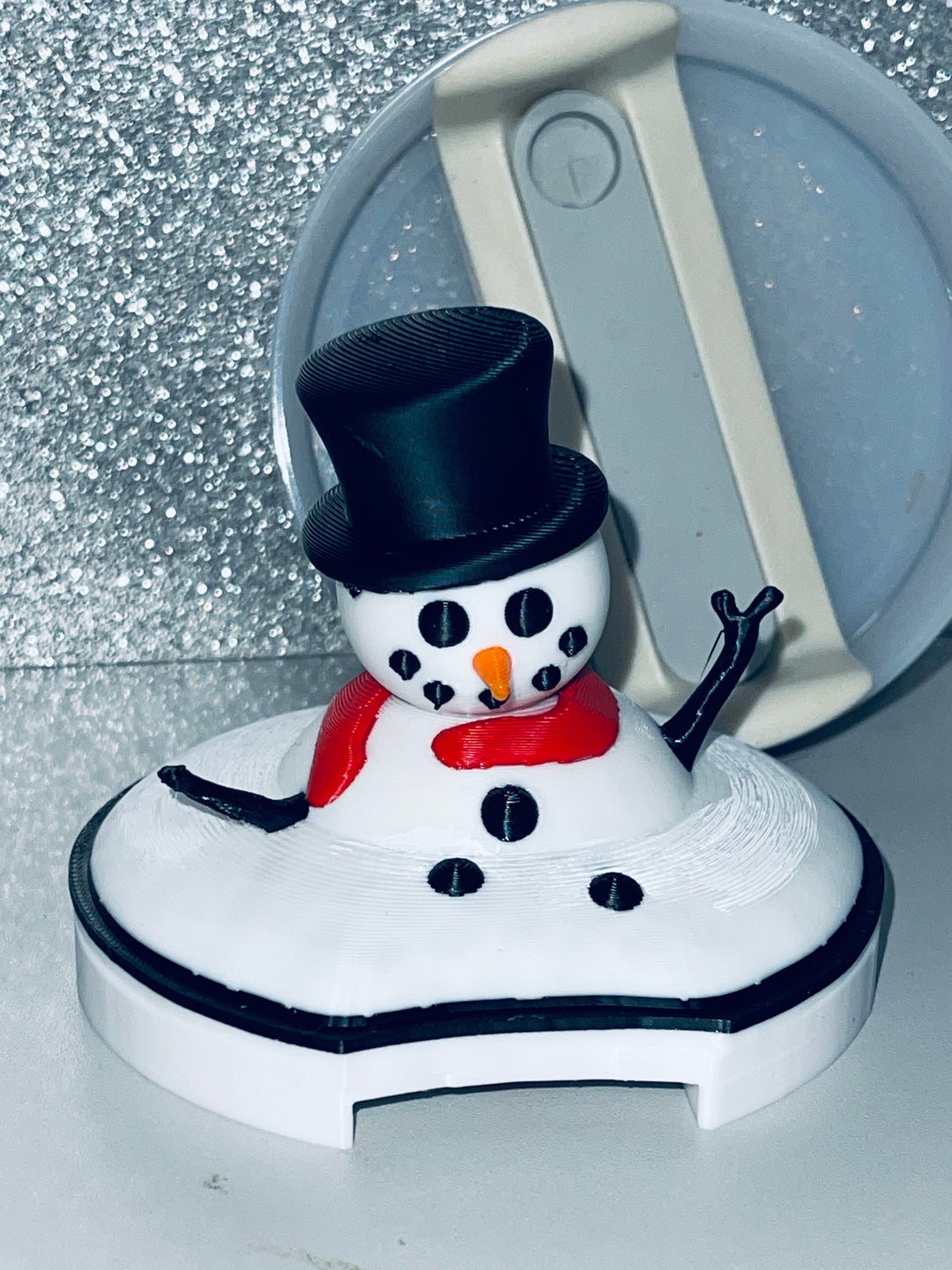 Christmas Snowman 30 or 40 oz Tumbler Topper, Melting Snowman tumbler topper, 3D Decorative Lid Attachment, unique gift