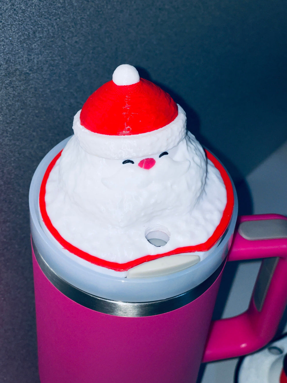 Christmas Santa 30 or 40 oz Tumbler Topper, Christmas Tumbler Topper, 3D Decorative Lid Attachment, unique gift