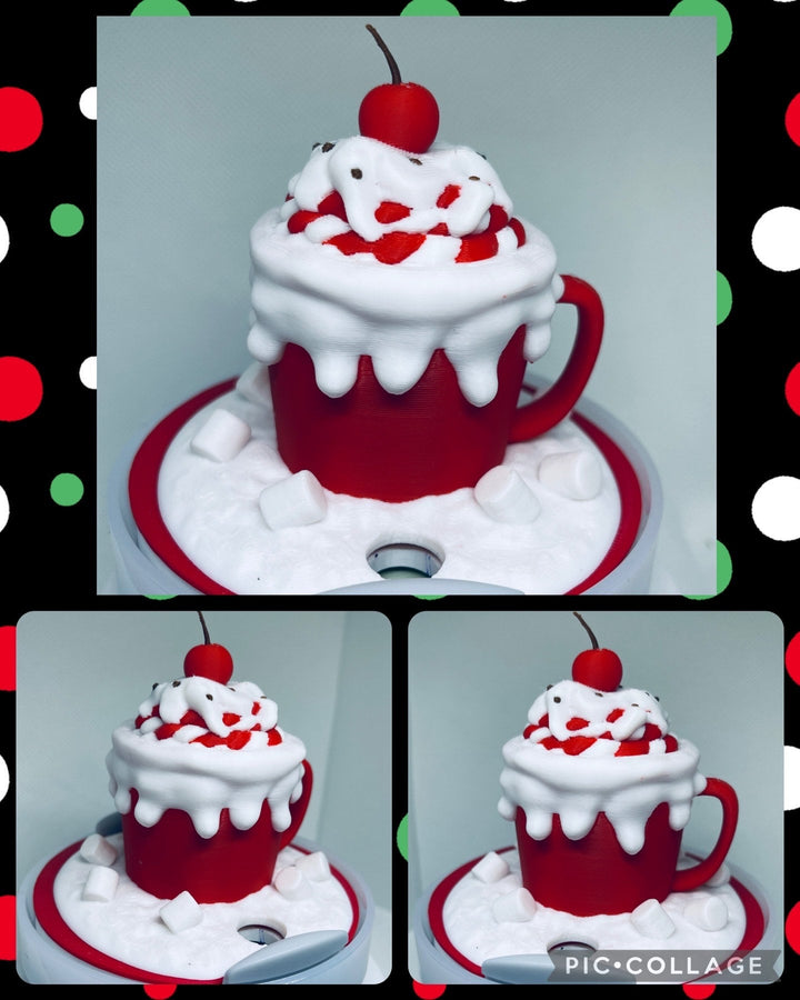 3D Christmas Cocoa Tumbler Topper, 3D tumbler topper, 3D Decorative Lid Attachment, unique gift