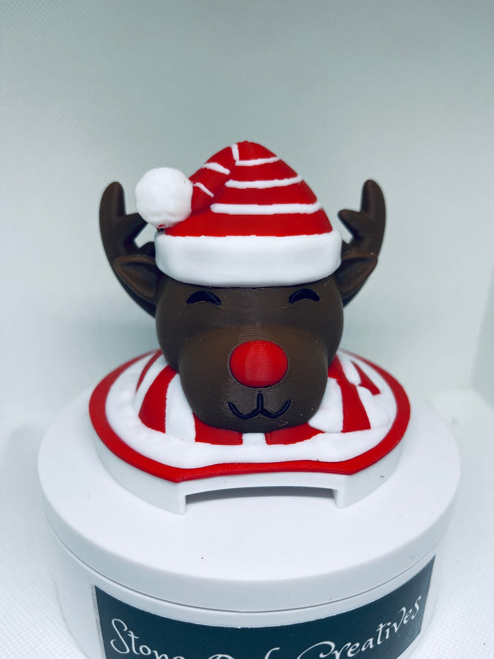 3D Christmas Reindeer 40 oz Tumbler Topper, 3D 30 or 40 oz tumbler topper, 3D Decorative Lid Attachment, unique gift