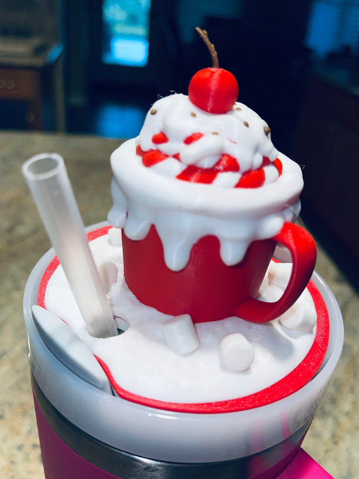 3D Christmas Cocoa Tumbler Topper, 3D tumbler topper, 3D Decorative Lid Attachment, unique gift