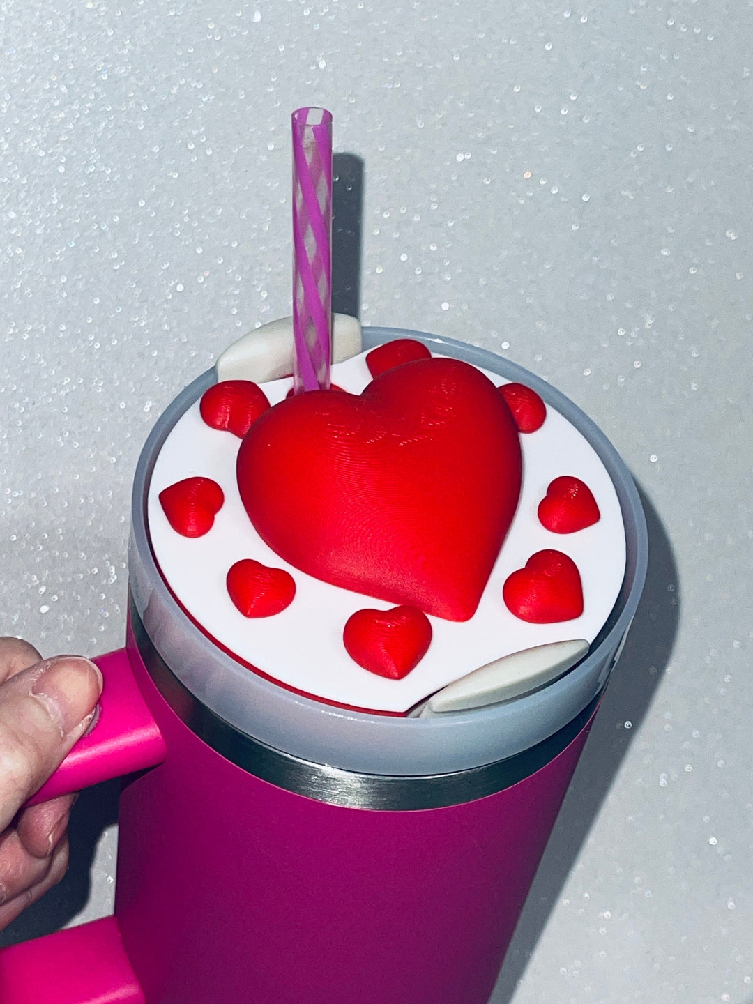 3D Heart 40 oz Tumbler Topper, 3D Valentines 40 oz tumbler topper, 3D Decorative Lid Attachment, unique gift