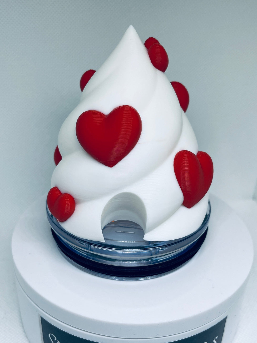Valentines Heart Whipped 3D Tumbler Topper, Valentine 3D Printed Tumbler Lid, unique gift