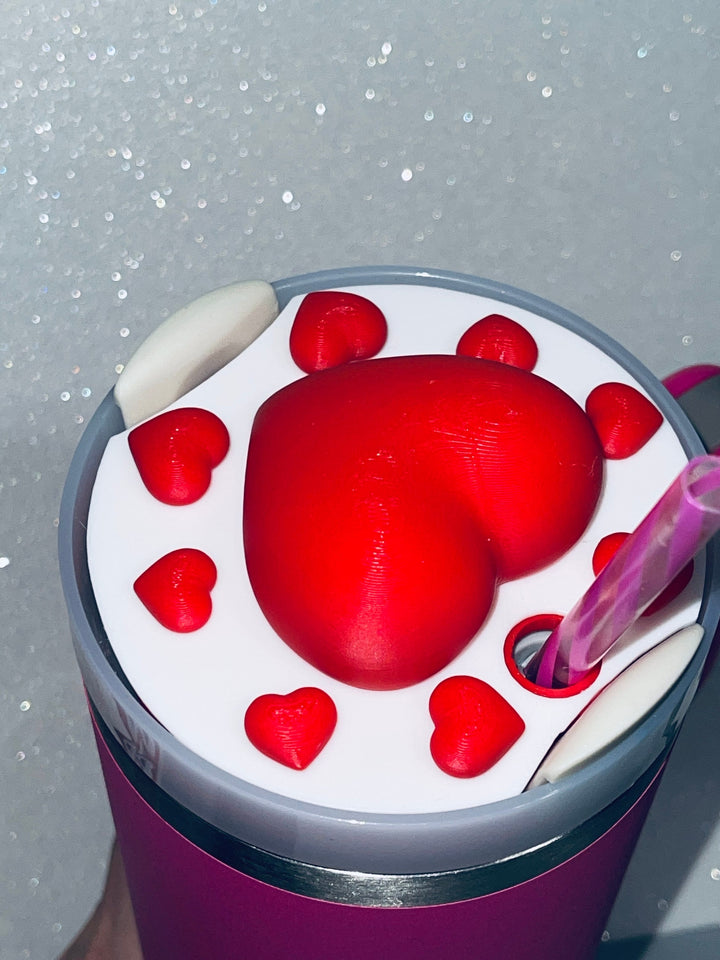 3D Heart 40 oz Tumbler Topper, 3D Valentines 40 oz tumbler topper, 3D Decorative Lid Attachment, unique gift
