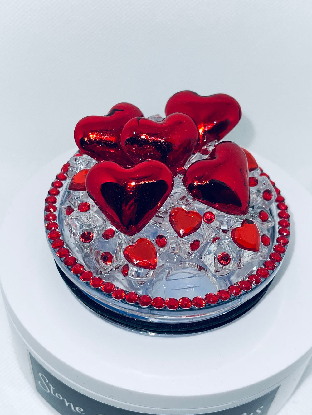 Valentine's Tumbler Topper, Valentines Tumbler Topper, Glitter Hearts Topper, 3D Decorative Lid - Ice Topper Lid, unique gift