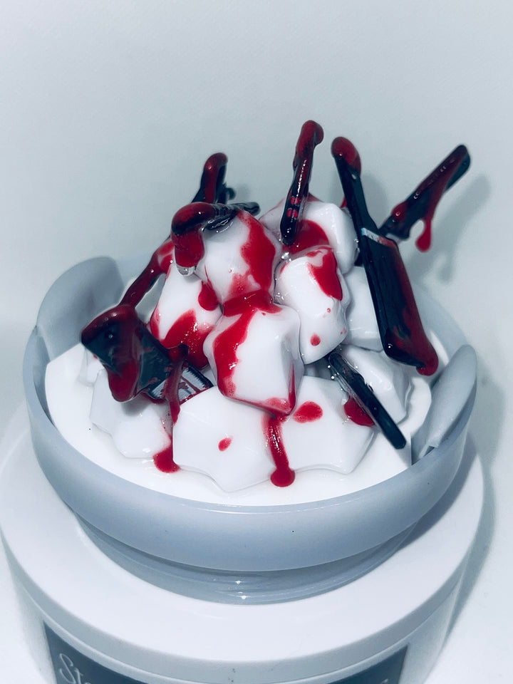 Bloody knives acrylic tumbler topper, for Stanley tumblers, 3D Decorative Lid crime scene, blood drips blood splatter, Halloween gift