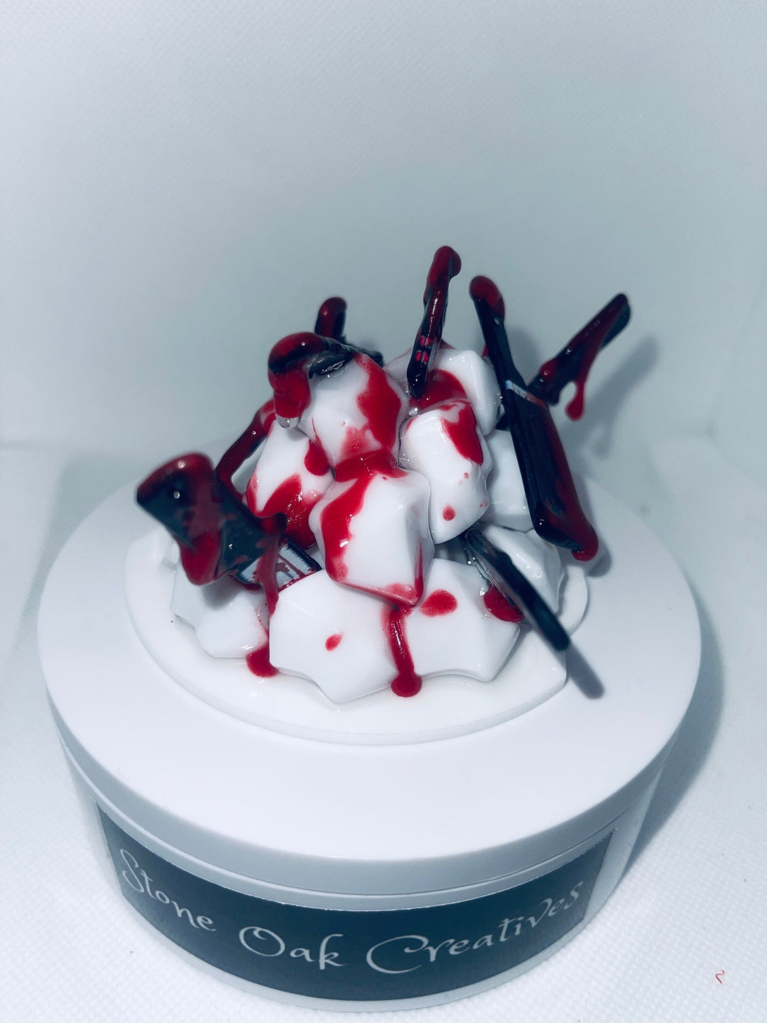 Bloody knives acrylic tumbler topper, for Stanley tumblers, 3D Decorative Lid crime scene, blood drips blood splatter, Halloween gift