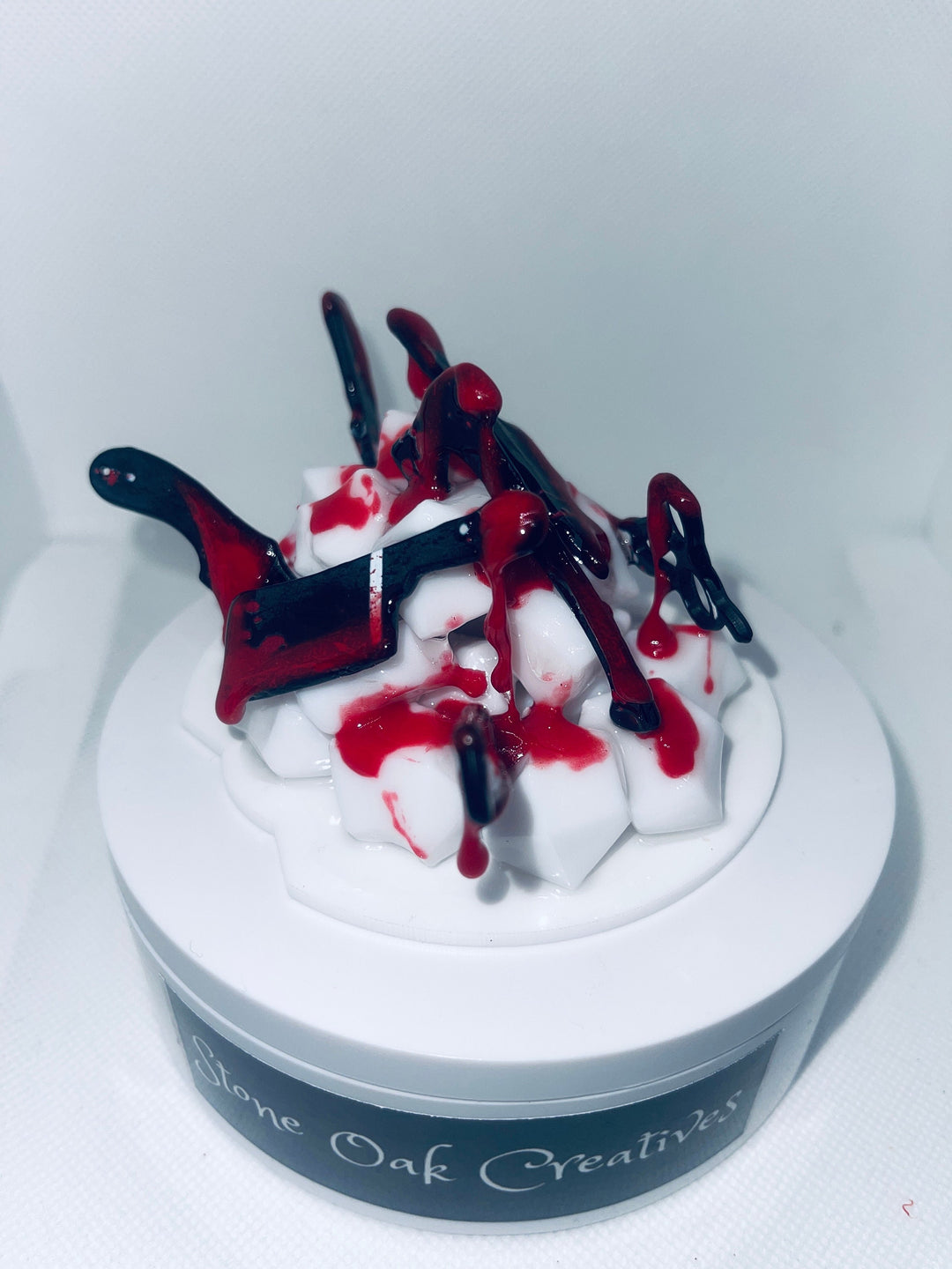 Bloody knives acrylic tumbler topper, for Stanley tumblers, 3D Decorative Lid crime scene, blood drips blood splatter, Halloween gift