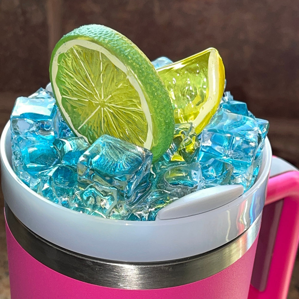 Ocean water and fruit 30 and 40 oz Stanl ey tumbler topper, 3D Decorative tumbler Lid Attachment
