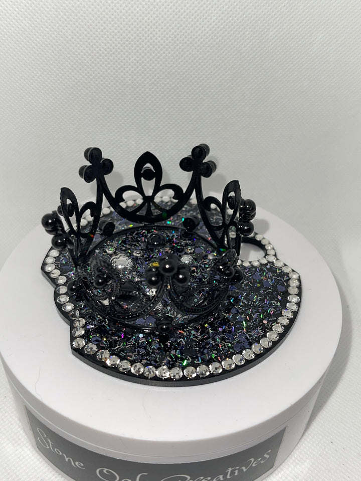 Black Bling Rhinestone Crown 40 oz Topper, Diva Topper, Queen Topper, Rhinestone Tumbler Lid 3D decorative tumbler lid unique gift