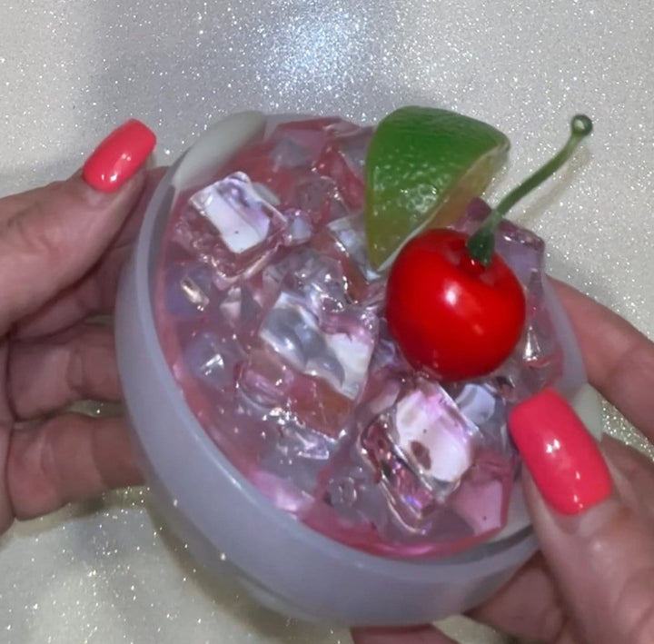Cherry Limeade Iced Drink Stanl ey Decorated Tumbler Lid, Drink Lid with Ice and Fruit topper, 30 or 40 oz 3D decorated drink lid, customize