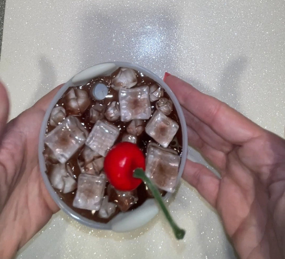 Iced Cola Soda Decorated Stanl ey Tumbler Lid (with or without fruit), Handmade Soda with Ice lid topper, 30 or 40 oz 3D decorated drink lid