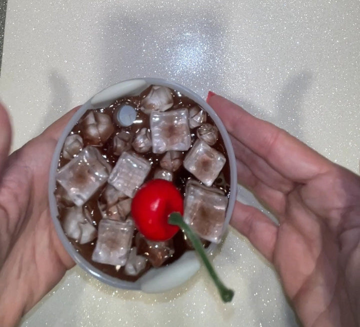Iced Cola Soda Decorated Stanl ey Tumbler Lid (with or without fruit), Handmade Soda with Ice lid topper, 30 or 40 oz 3D decorated drink lid