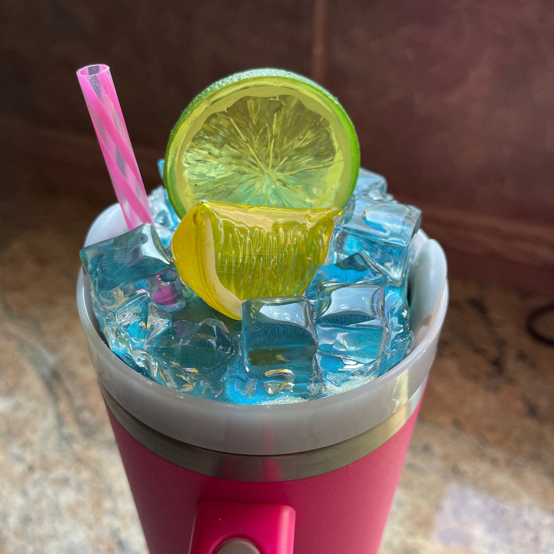 Ocean water and fruit 30 and 40 oz Stanl ey tumbler topper, 3D Decorative tumbler Lid Attachment