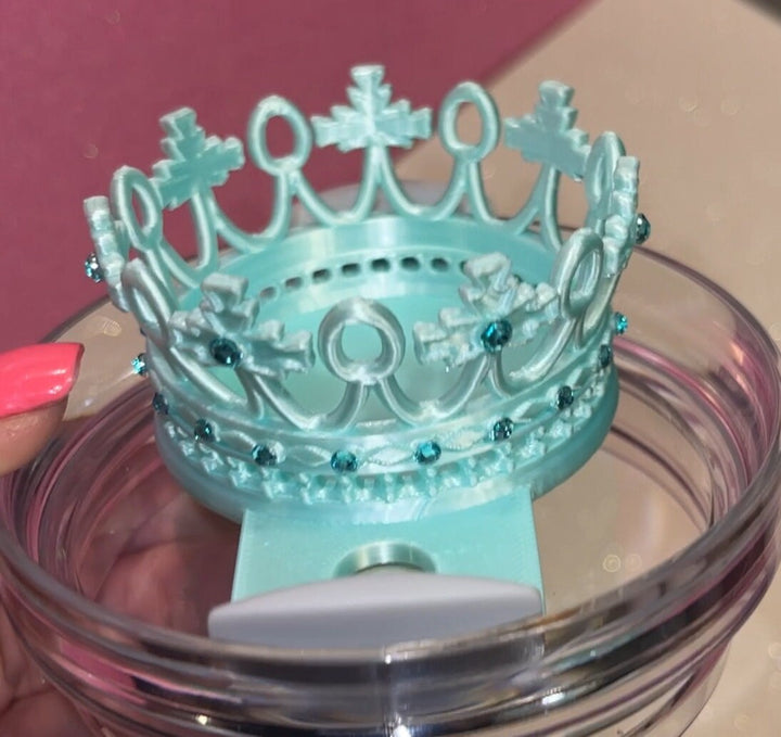 Colorful Rhinestone Crown Topper, Diva Bling Topper, Queen Topper Rhinestone Tumbler Lid 3D decorative tumbler lid attachment