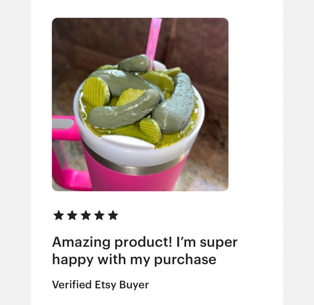Pickle themed 20/30 or 40 oz Stanl ey tumbler topper, dill pickles pickle slices, pickle lover gift, 3D Decorative Lid Attachment