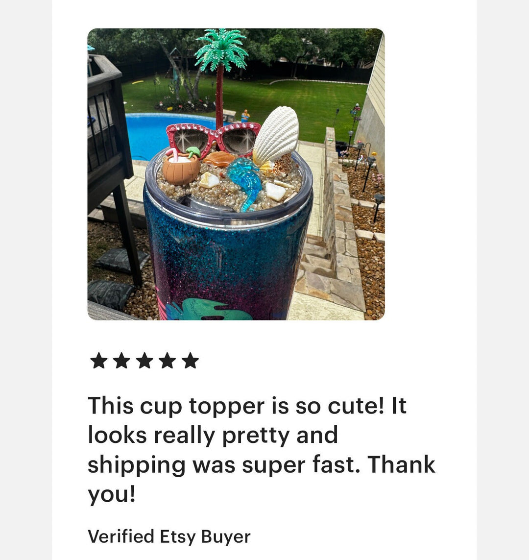 BEACH Tumbler Topper 3D - Fits skinny and regular tumblers - Beach Tumbler Toppers - Decorative Lid for Tumblers, unique gift