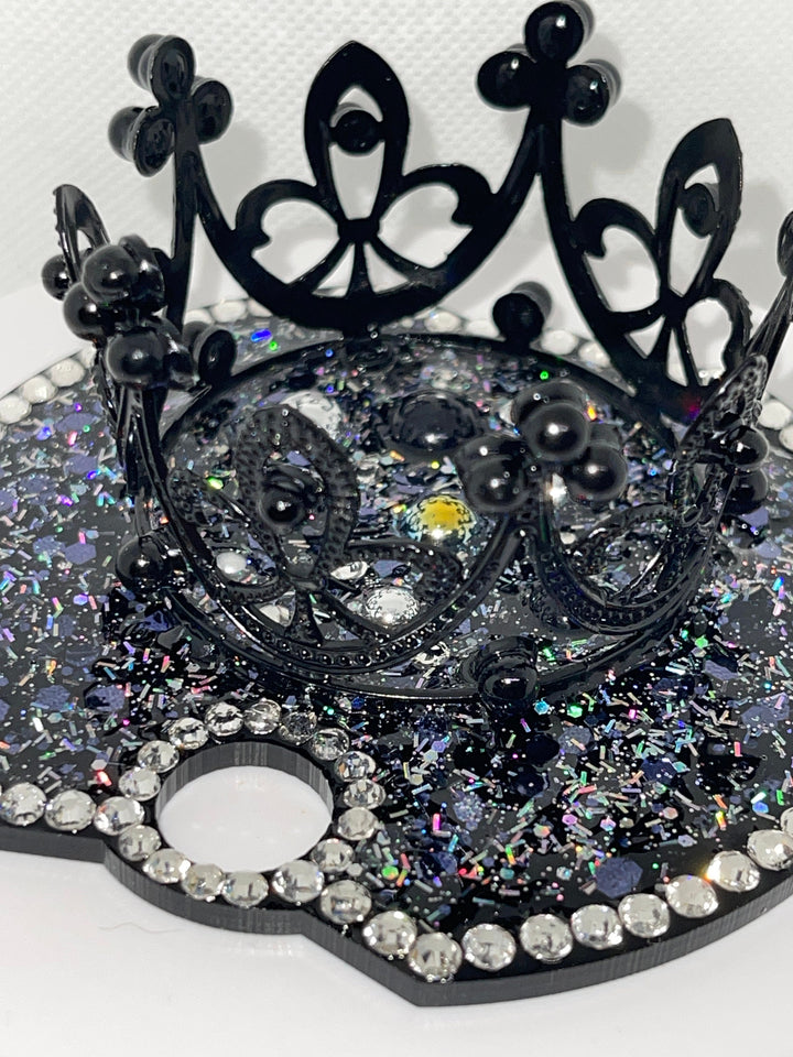 Black Rhinestone Crown 40 & 30 oz Topper, Stanl ey Topper, Queen Topper, Rhinestone Lid, decorative lid attachment, unique gift BEST SELLER