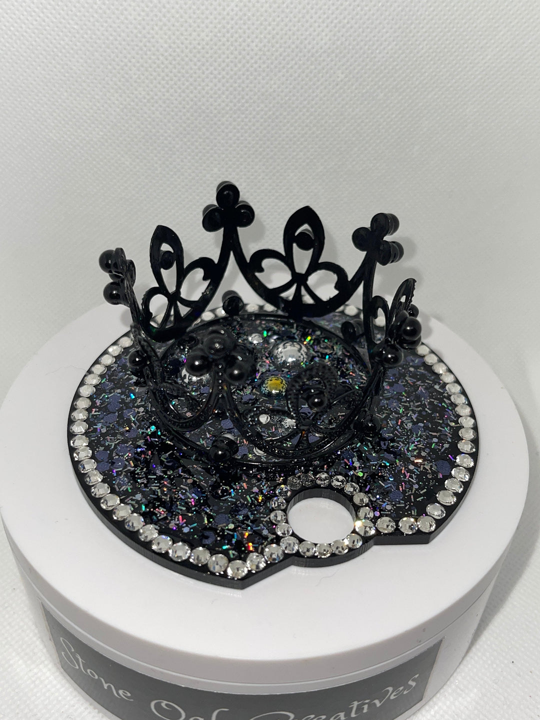 Black Bling Rhinestone Crown 40 oz Topper, Diva Topper, Queen Topper, Rhinestone Tumbler Lid 3D decorative tumbler lid unique gift