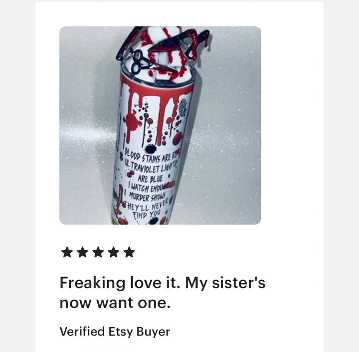 Bloody knives acrylic tumbler topper, for Stanley tumblers, 3D Decorative Lid crime scene, blood drips blood splatter, Halloween gift