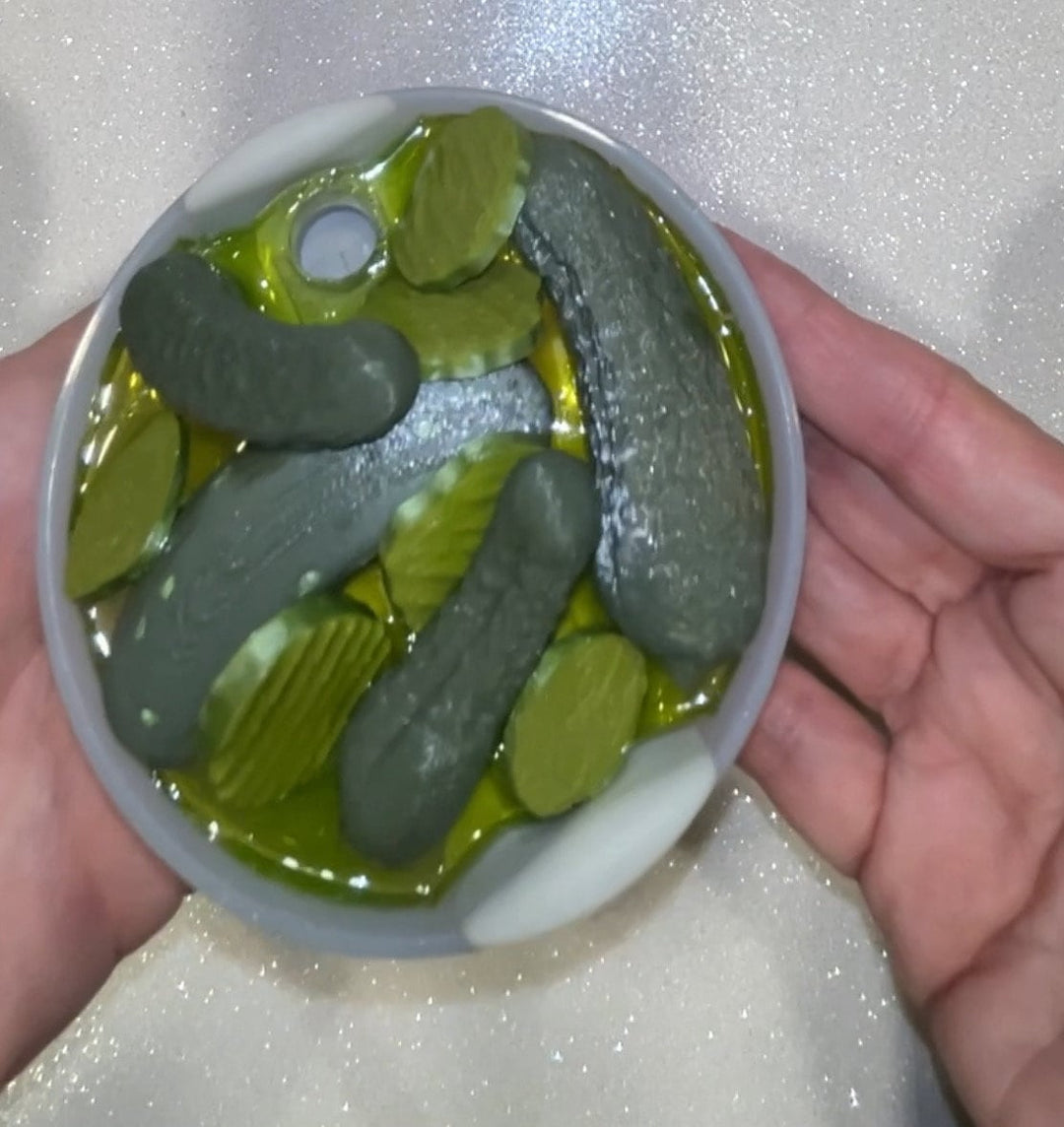 Pickle themed 20/30 or 40 oz Stanl ey tumbler topper, dill pickles pickle slices, pickle lover gift, 3D Decorative Lid Attachment