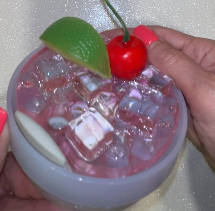 Cherry Limeade Iced Drink Stanl ey Decorated Tumbler Lid, Drink Lid with Ice and Fruit topper, 30 or 40 oz 3D decorated drink lid, customize