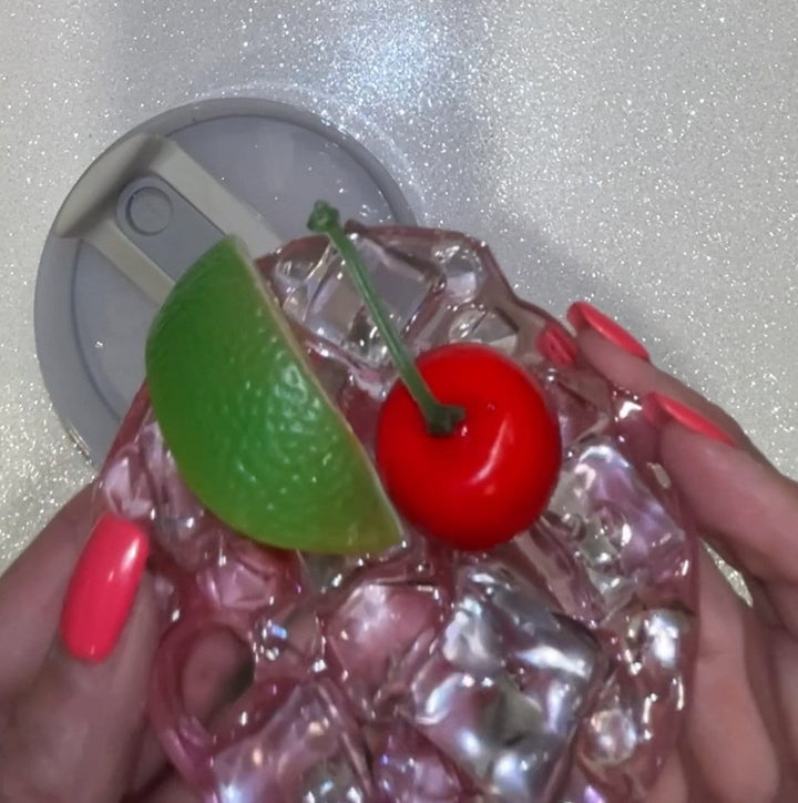 Cherry Limeade Iced Drink Stanl ey Decorated Tumbler Lid, Drink Lid with Ice and Fruit topper, 30 or 40 oz 3D decorated drink lid, customize