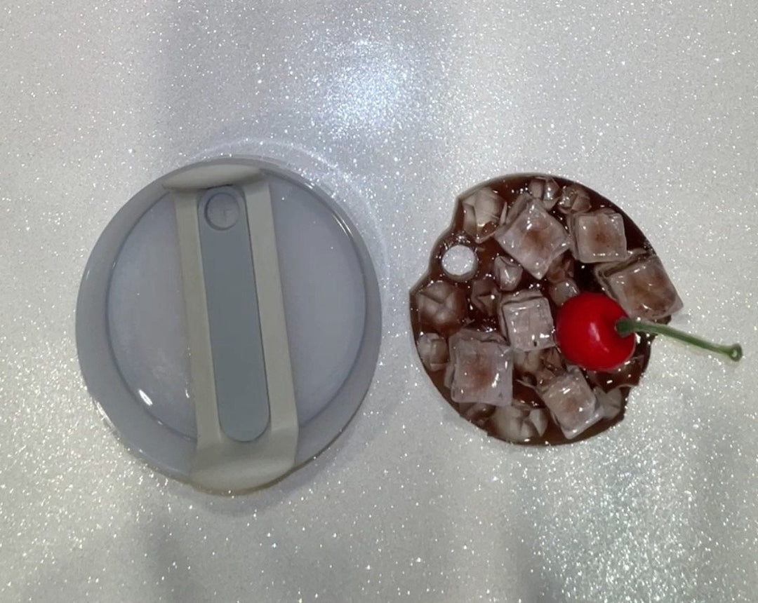Iced Cola Soda Decorated Stanl ey Tumbler Lid (with or without fruit), Handmade Soda with Ice lid topper, 30 or 40 oz 3D decorated drink lid