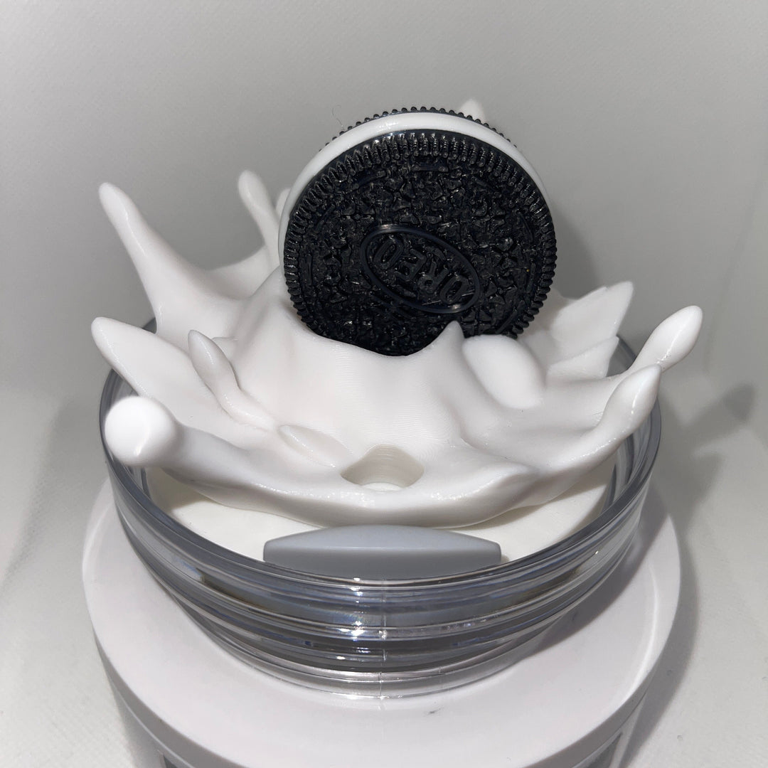 Chocolate cookie milk splash Stanl ey Decorated Tumbler Lid, 40 oz Stanley 3D decorated drink lid