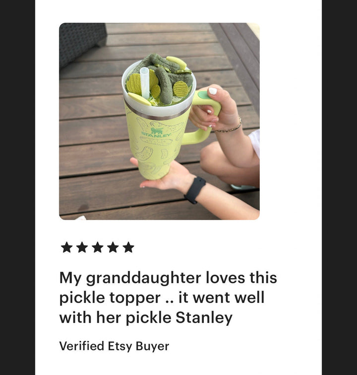 Pickle themed 20/30 or 40 oz Stanl ey tumbler topper, dill pickles pickle slices, pickle lover gift, 3D Decorative Lid Attachment
