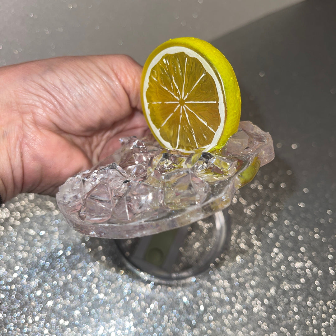 Iced Lemon Water Drink Stanl ey Decorated Tumbler Lid, Drink Lid with Ice and Fruit topper, 30 or 40 oz 3D decorated drink lid, customize